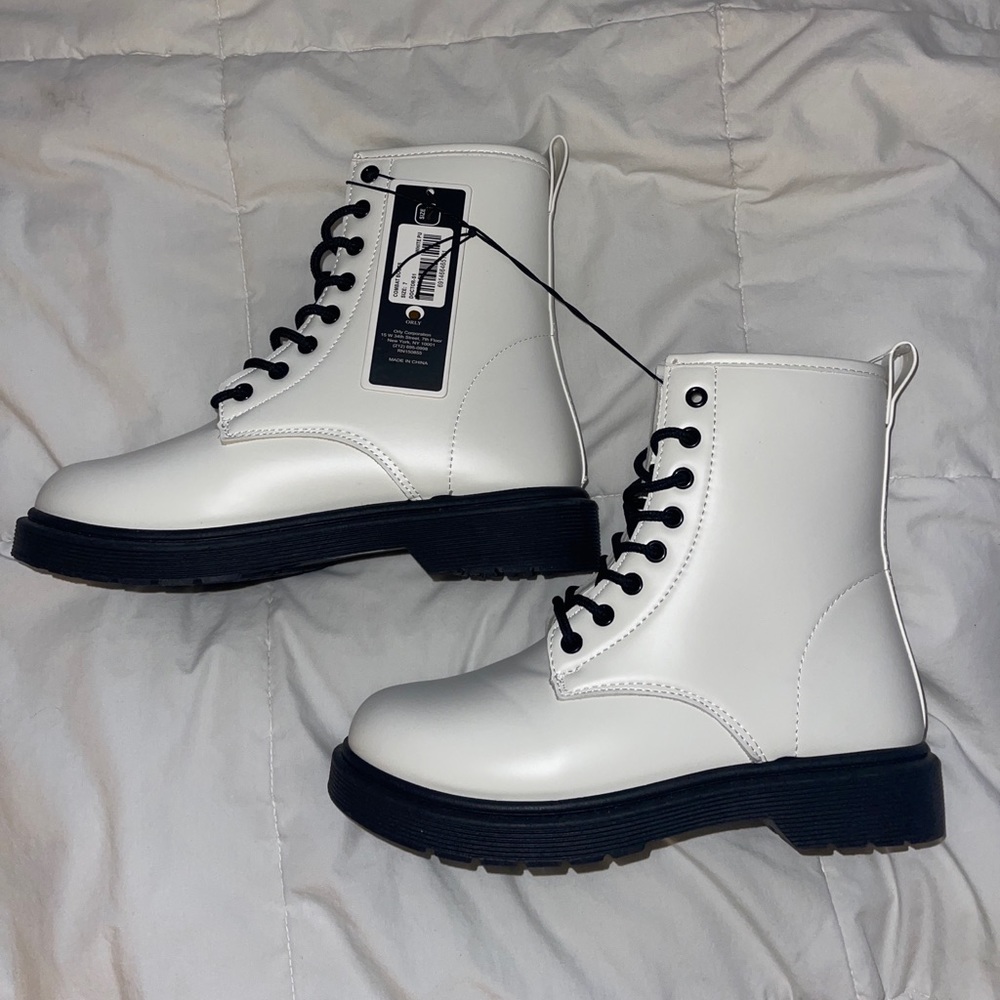 White Combat Boots